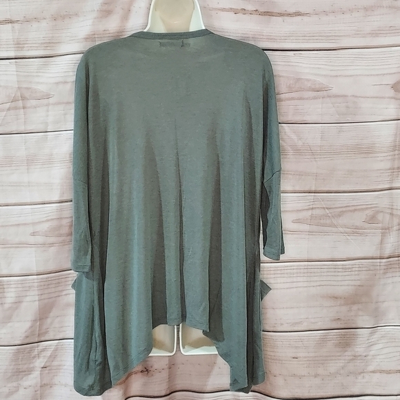 Maurices cardigan shark bite hem elbow sleeves buttons lightweight olive green S - Picture 5 of 9